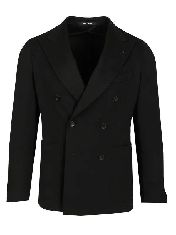 Double-Breasted Peak Lapel Jacket Jackets Black made by Tagliatore