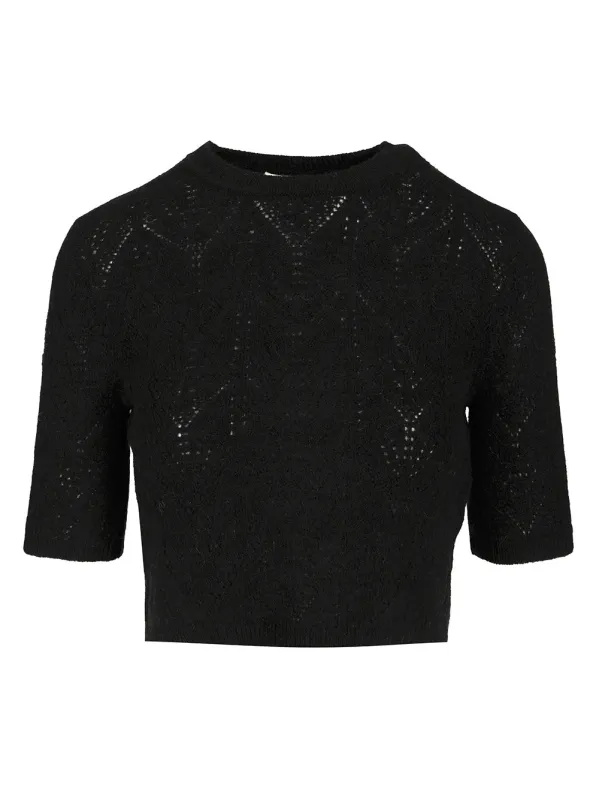 Crop Sweater Knitwear Black made by P.A.R.O.S.H.