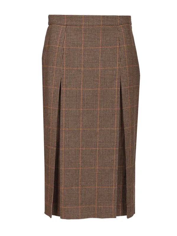 Prince Of Wales Midi Skirt Skirts Brown made by Yves Saint Laurent