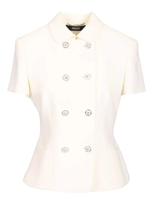 Fitted Jacket In Double Wool CrêPe Jackets White made by Versace