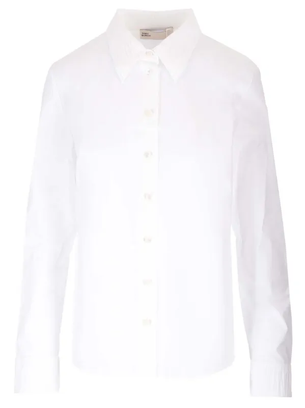 Crimped Collar Shirt Shirts White made by Tory Burch