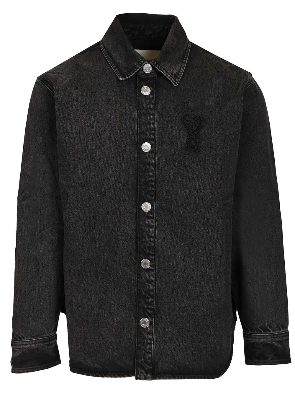 Overshirt With Knitted Ami De Coeur Used Denim Jackets Black sold by Wanan Luxury