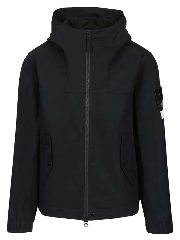 Hooded Jacket In Stretch Organic Cotton Twill Jackets Blue made by Stone Island