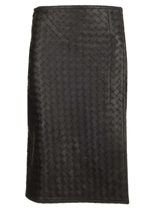 Leather Pencil Skirt Knitwear Brown sold by Wanan Luxury