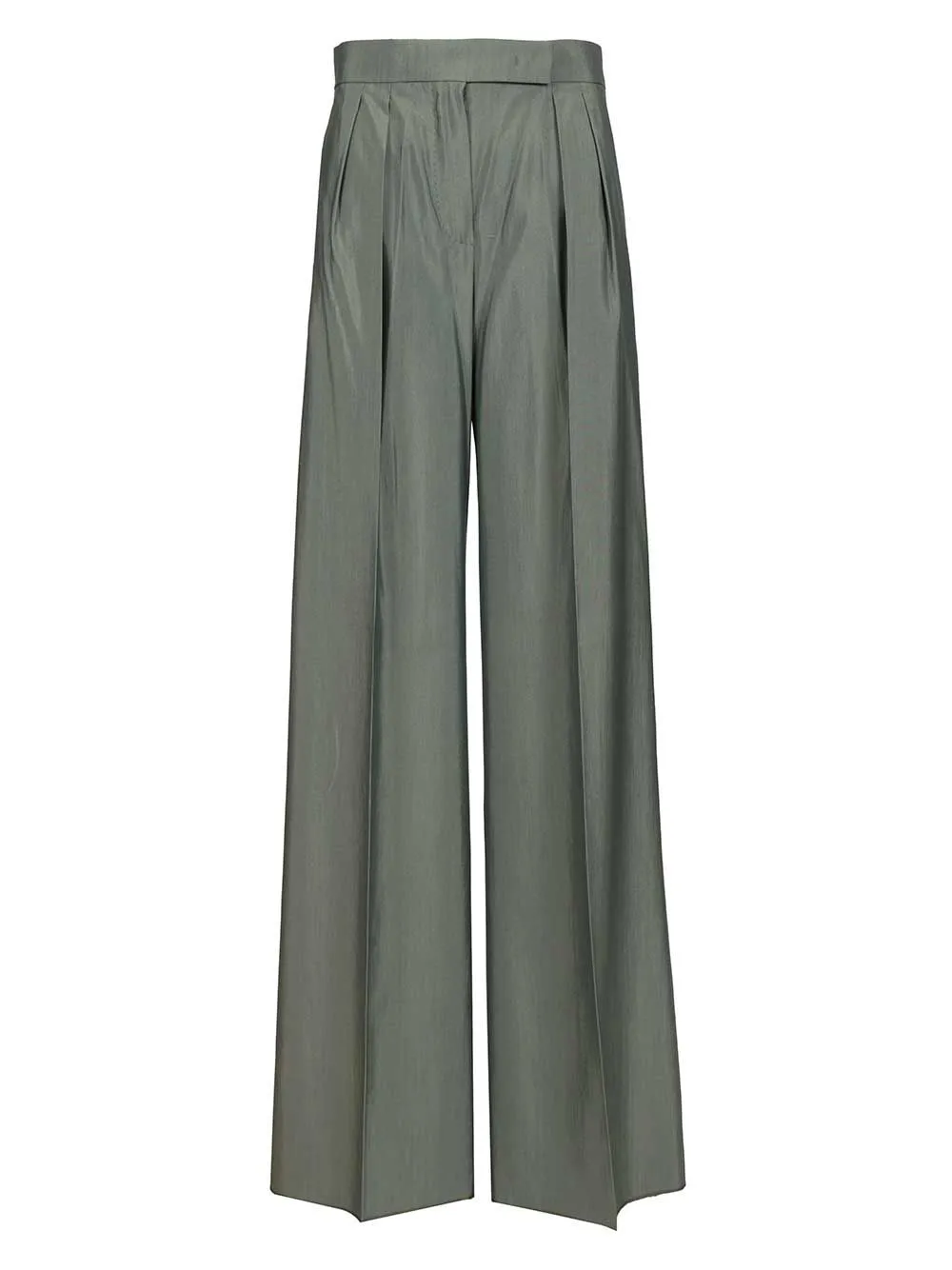 Wide-Leg In Wool And Silk Trousers Green sold by Wanan Luxury