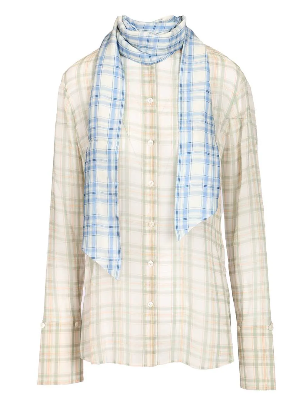 Silk Blouse With Scarf Shirts Green sold by Wanan Luxury