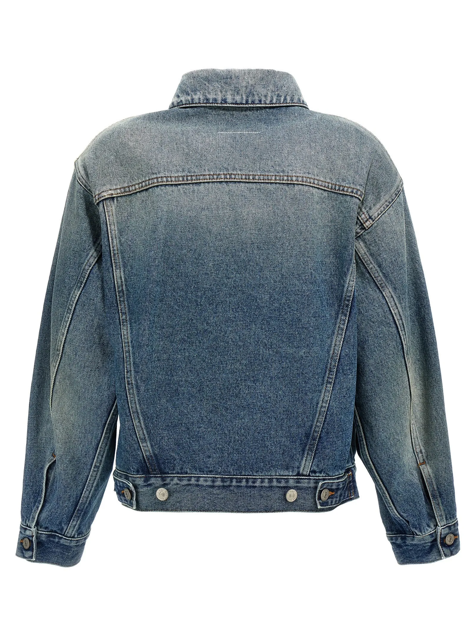 Cut-Out Denim Jacket Puffer Jackets Blue sold by Wanan Luxury product image thumbnail 2