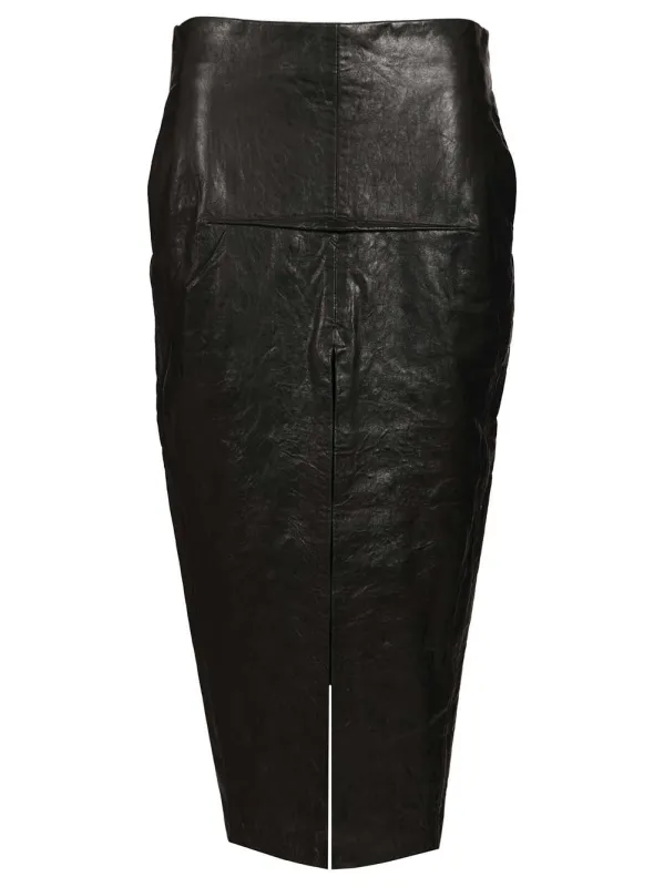 Leather Long Skirt Skirts Black made by Rick Owens