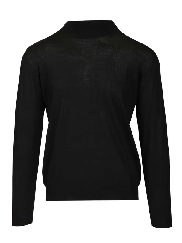 Virgin Wool Sweater Knitwear Black made by Fedeli
