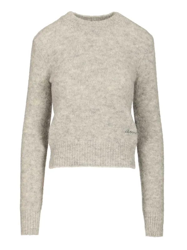 Wool And Alpaca Knit Sweater Knitwear Grey made by Ami