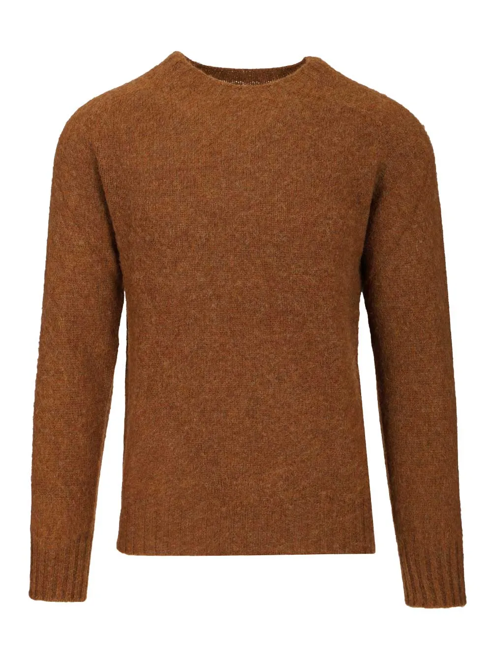 Shetland Wool Crew Neck Knitwear Brown sold by Wanan Luxury