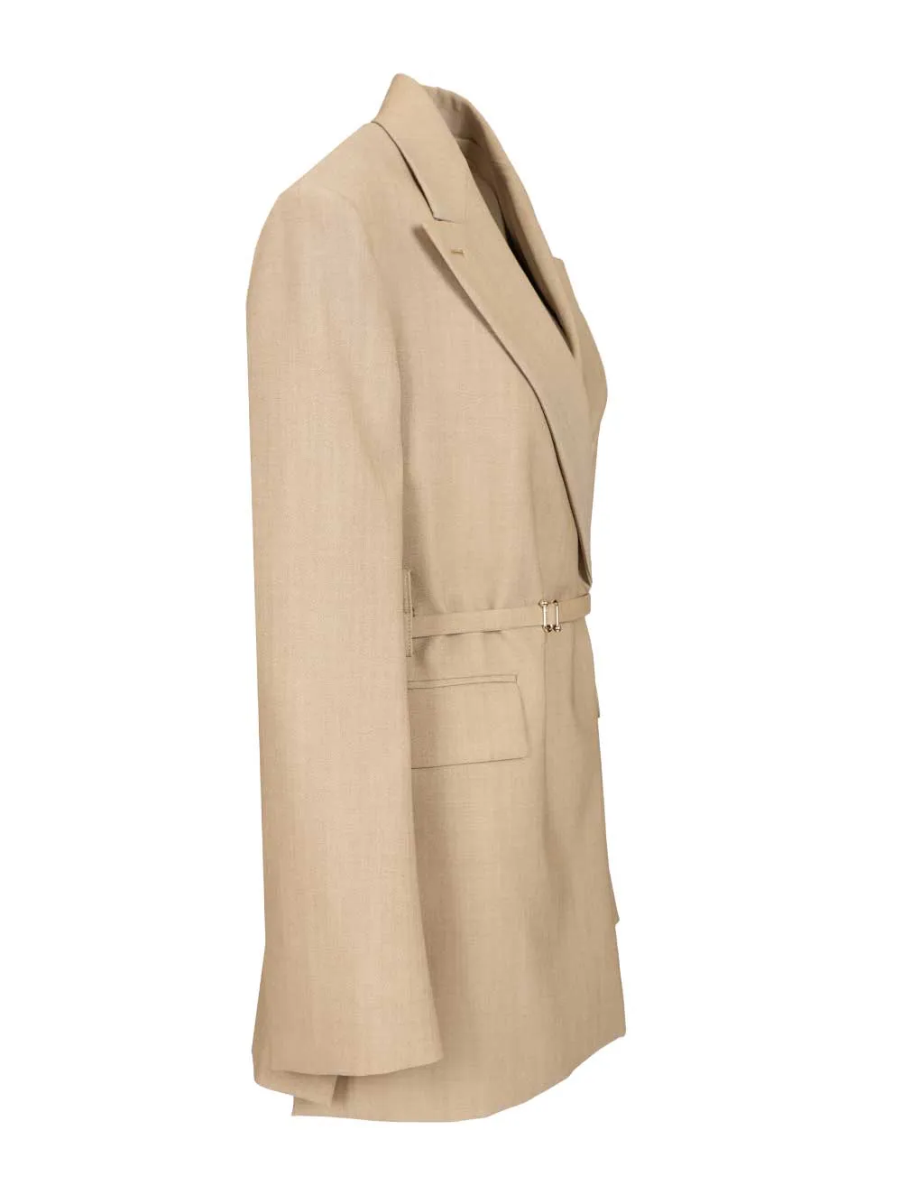 Long Double-Breasted Wool Blazer Jackets Beige sold by Wanan Luxury product image thumbnail 3