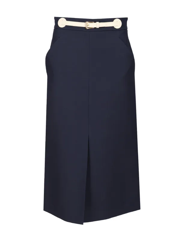 Wool And Silk Midi Skirt Skirts Blue made by Valentino Garavani