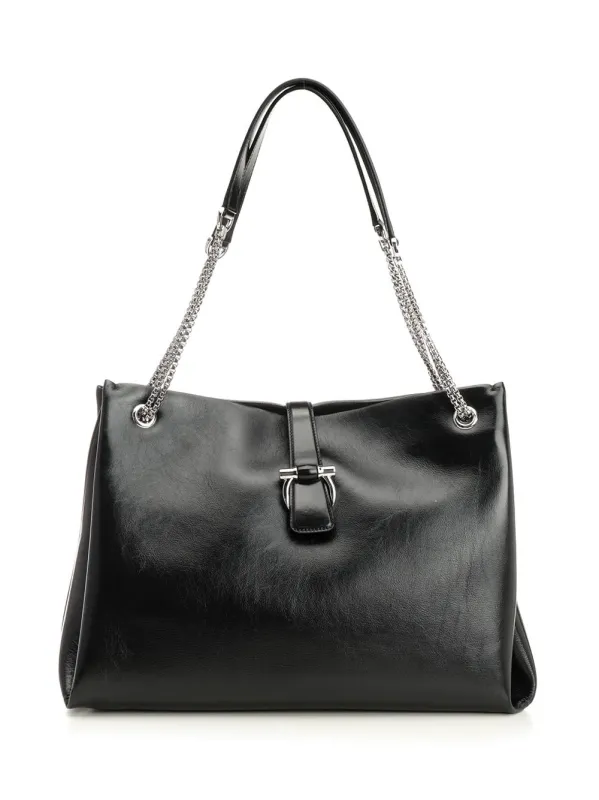 Ferragamo Tote Bag Shoulder Bags Black made by Salvatore Ferragamo