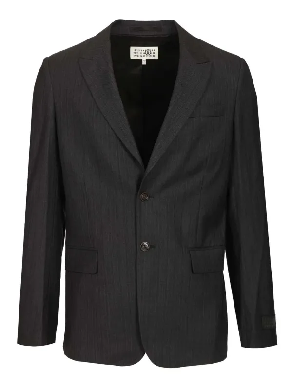 Wool And Cotton Blazer Jackets Black made by Maison Margiela