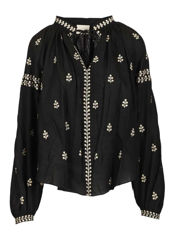 Rodis Blouse In Embroidered Tussar Silk Shirts Black made by Isabel Marant