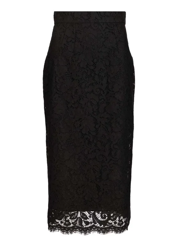 Stretch Lace Midi Skirt Skirts Black made by Wanan Luxury