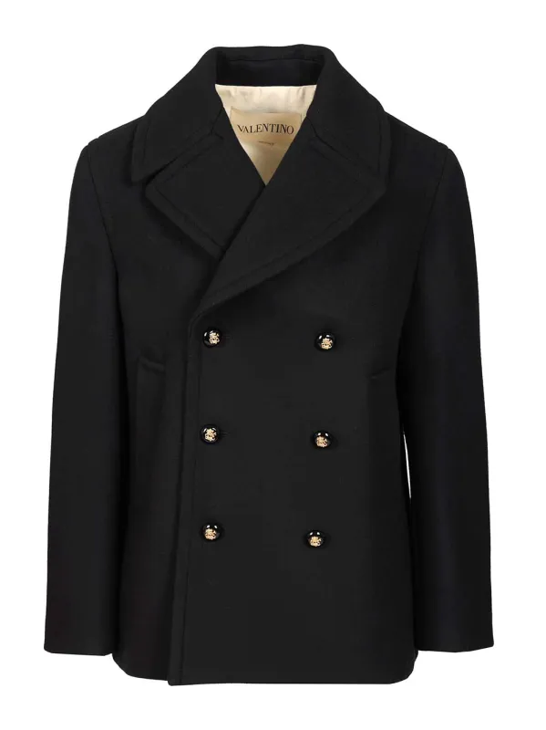 Wool Pea Coat Coats Blue sold by Wanan Luxury