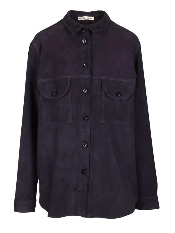 Viva Berber Suede Shirt Shirts Blue made by Blaze Milano