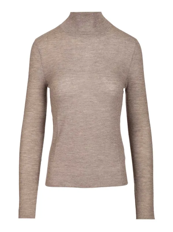 Lory Cashmere Turtleneck Knitwear Brown made by Lisa Yang
