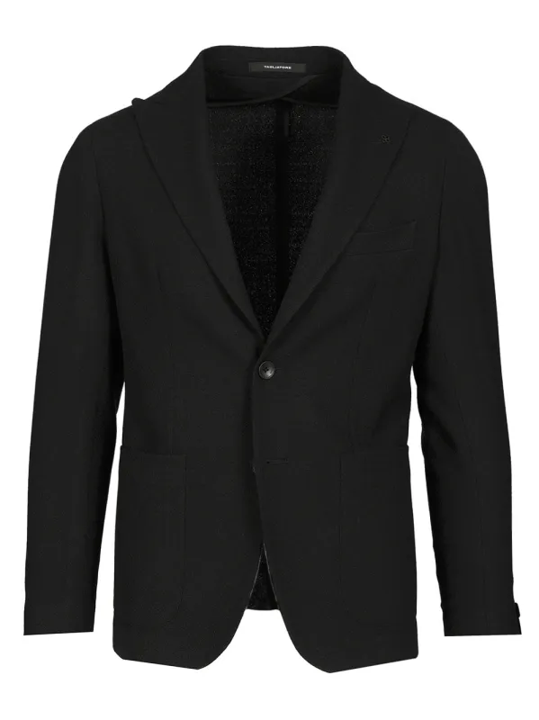 Unlined Wool Blazer Jackets Black made by Tagliatore