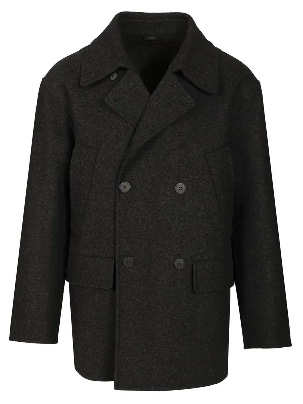 Wool Pea Coat Coats Grey sold by Wanan Luxury