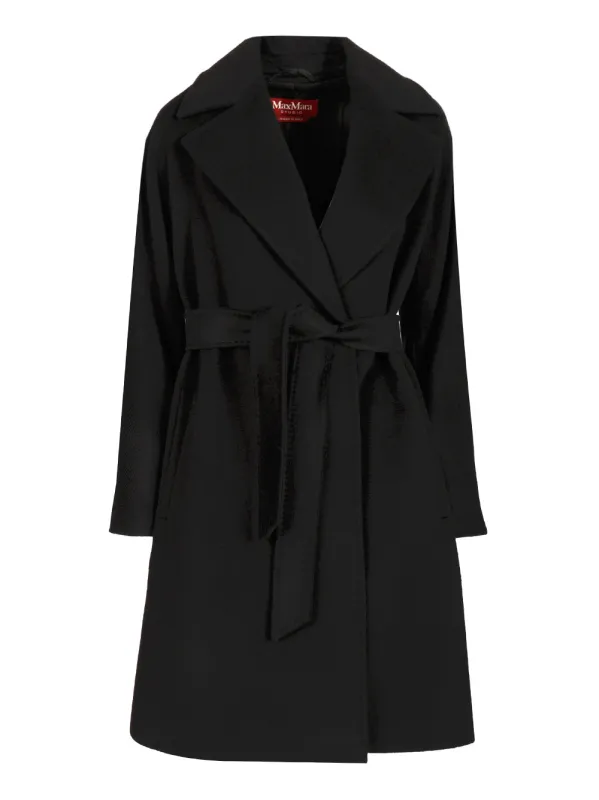 Wool Dressing Gown Coat Coats Black made by Wanan Luxury