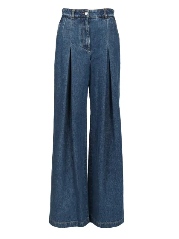Pantalone Gamba Ampia Jeans Blue sold by Wanan Luxury