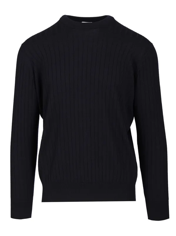 Ribbed Wool Sweater Knitwear Blue made by Bottega Veneta