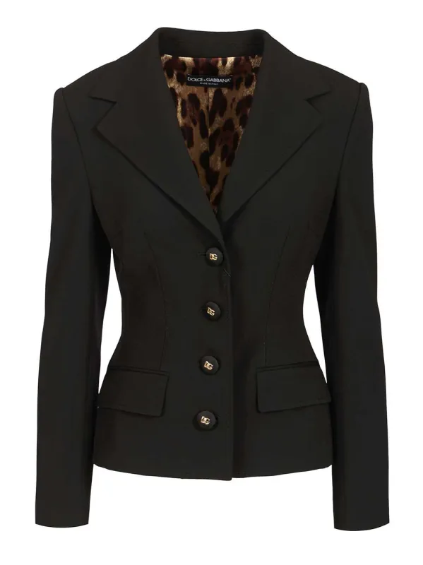 Wool Blazer Jackets Black made by Dolce & Gabanna