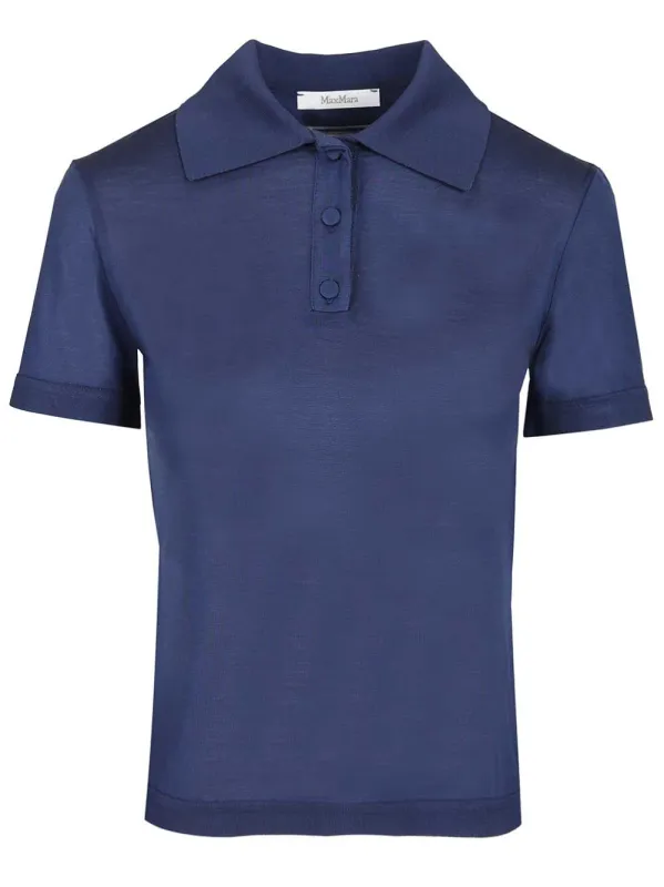 Silk Jersey Polo Shirt Blue sold by Wanan Luxury