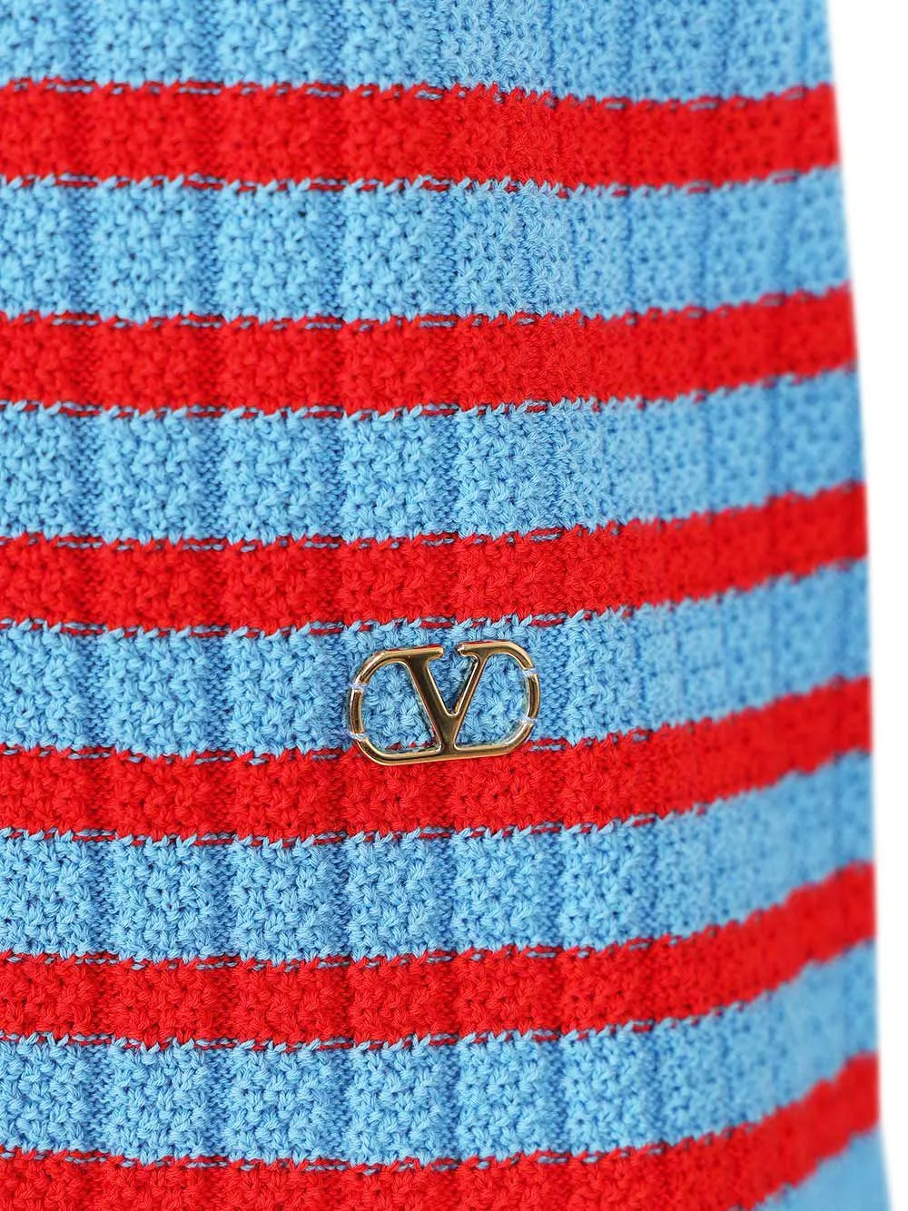 Ribbed And Striped Cotton T-Shirt Blue sold by Wanan Luxury product image thumbnail 3