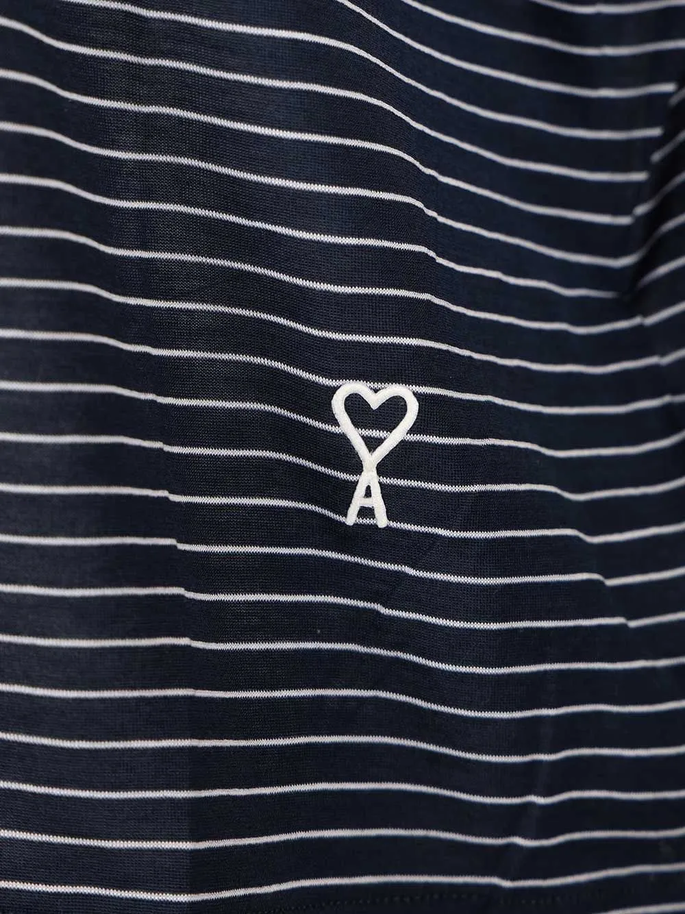 Striped Boxy Fit Polo With Ami De Coeur Patch Polo Shirt Blue sold by Wanan Luxury product image thumbnail 4
