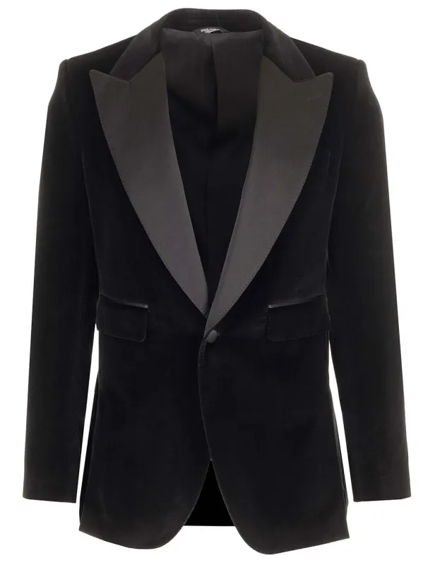 Velvet Tuxedo Jacket Jackets Black made by Dolce & Gabanna