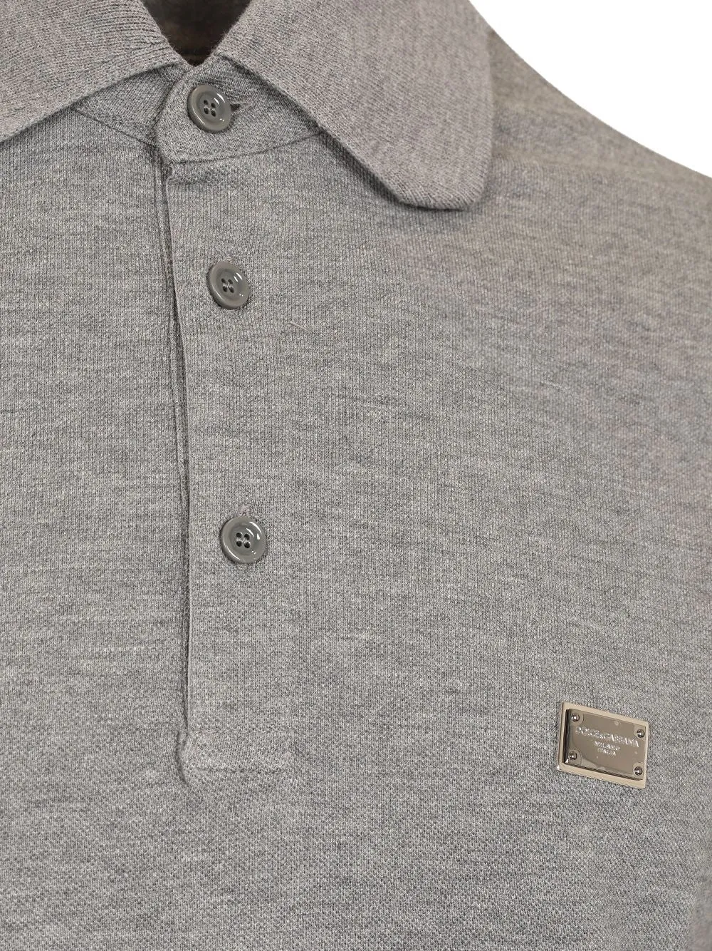 Grey Melange Cotton Polo T-Shirt Grey sold by Wanan Luxury product image thumbnail 3