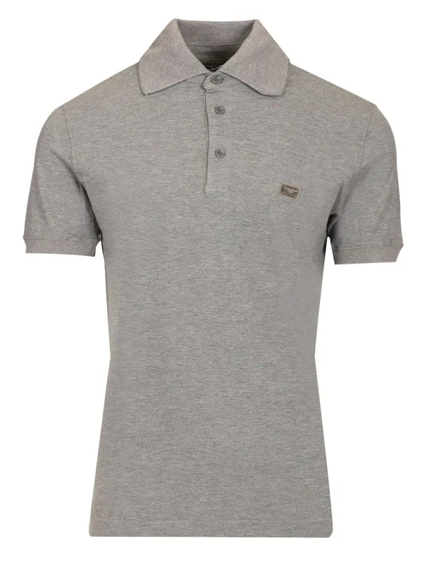 Grey Melange Cotton Polo T-Shirt Grey made by Dolce & Gabanna