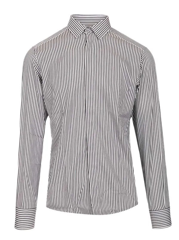 Silk Cotton Ladder Stripe Classic Fit Shirt Shirts Multicolor made by Tom Ford