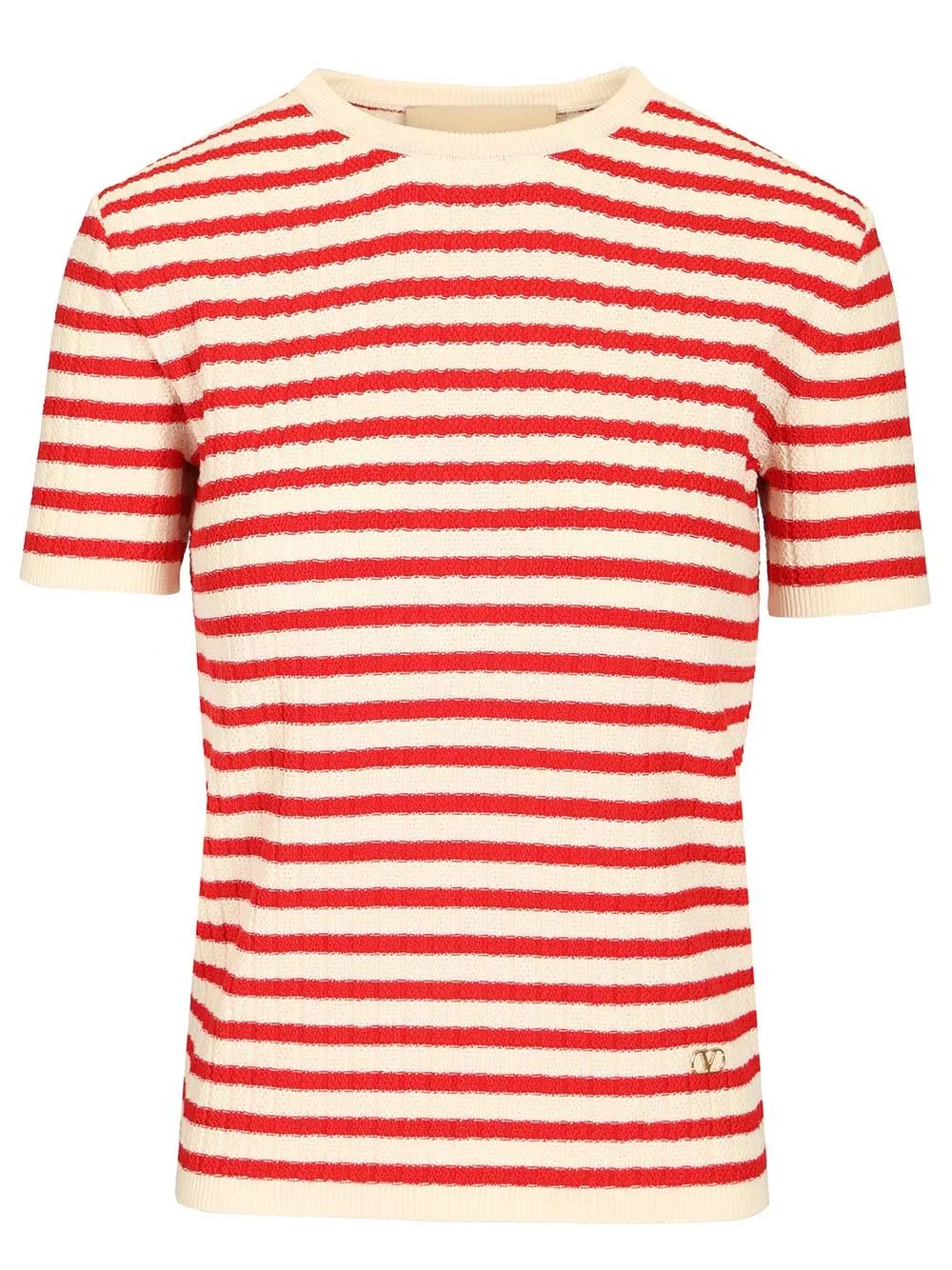 Ribbed And Striped Cotton T-Shirt Multicolor sold by Wanan Luxury