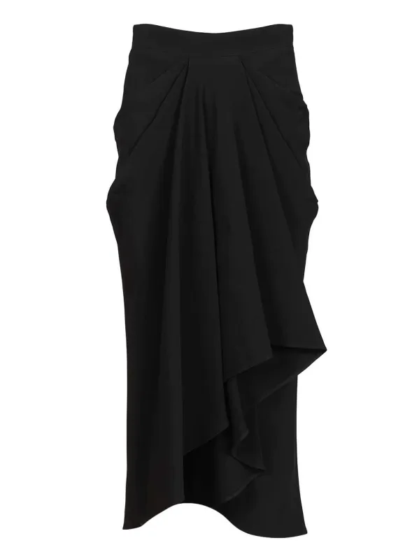 CrêPe Cady Midi Skirt Skirts Black sold by Wanan Luxury