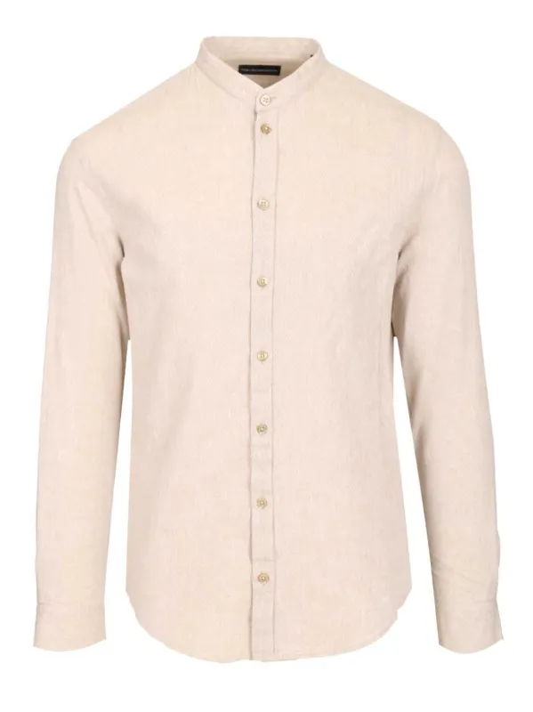 Mandarin Collar Shirt Shirts Beige made by Emporio Armani