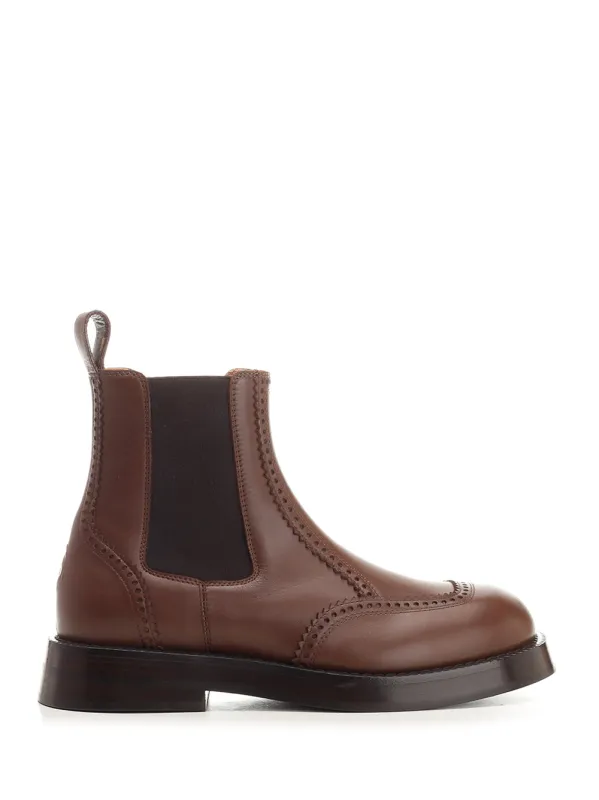 Chelsea Brogue Boots Brown made by Alexander McQueen