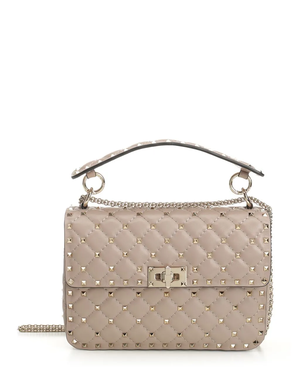 Rockstud Spike Shoulder Bags Beige sold by Wanan Luxury