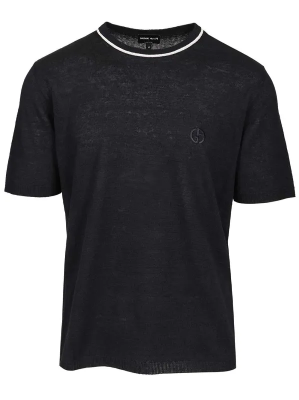 Crew Neck Sweater In Linen And Silk Knitwear Blue sold by Wanan Luxury