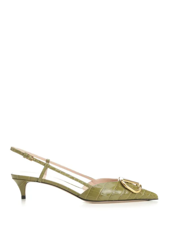 Vlogo Signature Slingback In Leather Pumps Green made by Valentino Garavani