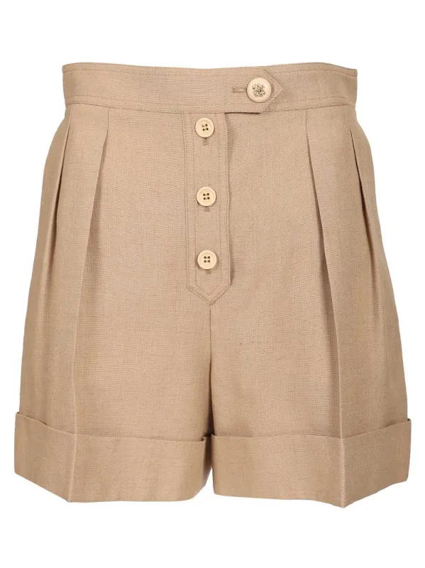 Linen And Viscose Shorts Trousers Beige made by Valentino Garavani