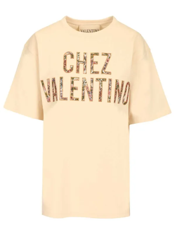 Embroidered Cotton T-Shirt Rose sold by Wanan Luxury