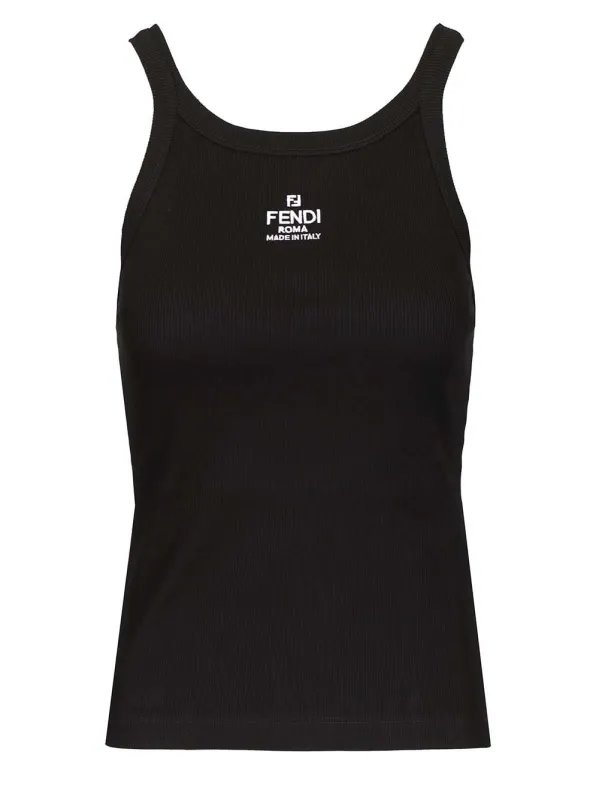 Cotton Top Tops Black made by Fendi