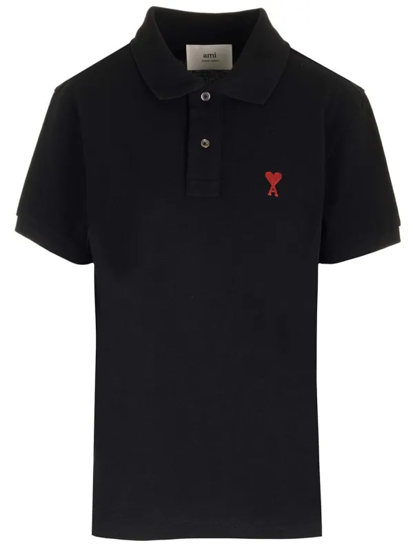 Ami De Coeur Polo Shirt Black made by Ami