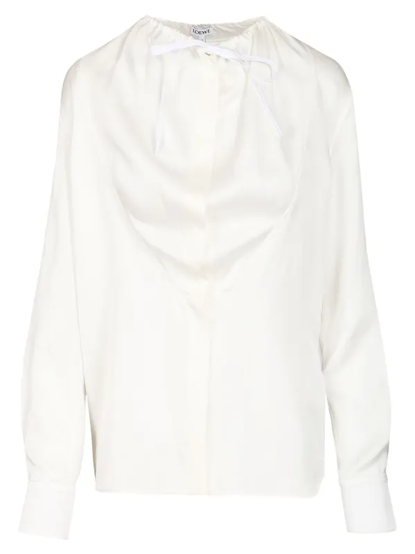 Silk Satin Blouse Shirts White made by Loewe