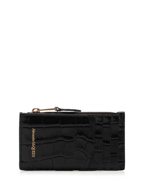 Card Holder With Zip Wallets Black made by Alexander McQueen